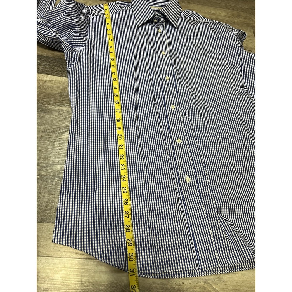 Ermenegildo Zegna Shirt Mens‎ 39 15.5 Blue plaid long Sleeve Button Up Cotton - Picture 4 of 6